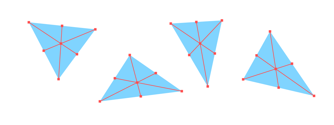 三角形の中線と重心を描く